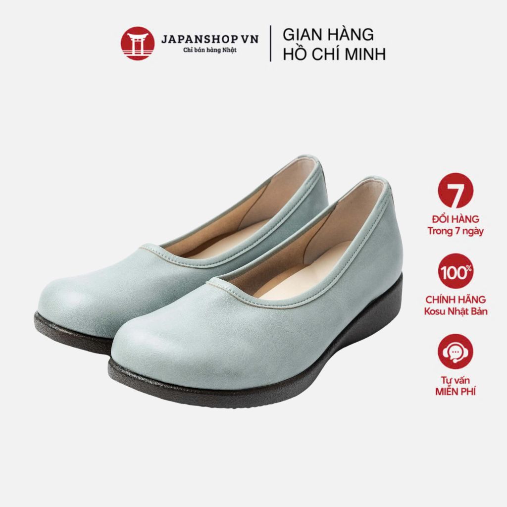 Giầy da nữ công sở đế cao 2,5cm , giày lười nữ nhẹ chống thấm nước  Kosu 23130 chính hãng Nhật Bản
