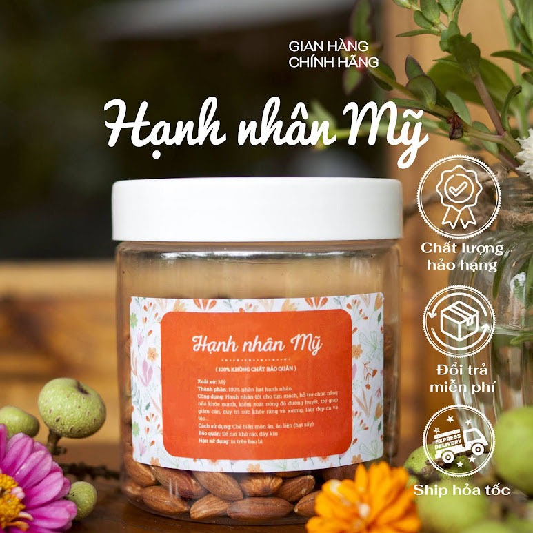 Hạt hạnh nhân nhập khẩu Mỹ ngọt thơm - Hạt ăn liền (hạt rang sẵn).