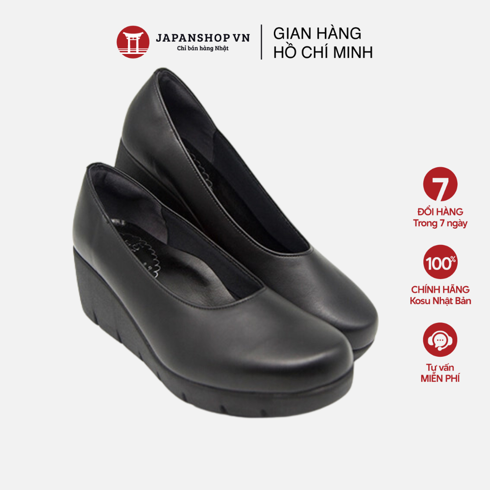 Giày da nữ cao cấp đế xuồng, giày búp bê nữ dáng sang siêu nhẹ cao gót 5,5cm KOSU 21600 Nhật Bản