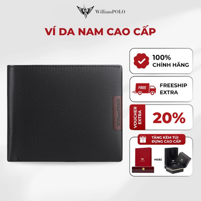 Ví da nam cao cấp WILLIAMPOLO chính hãng đường may chỉnh chu sang trọng kèm hộp và túi POLO201530