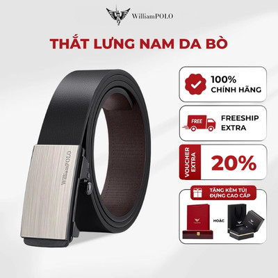 Thắt lưng nam da mặt nhám cao cấp WILLIAMPOLO chính hãng, dây nịt nam thiết kế cổ điển công sở