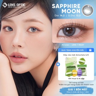 Kính Áp Tròng Clalen Iris 1 Ngày Màu Sapphire Moon – Lens Màu Đen Có Độ Cận 