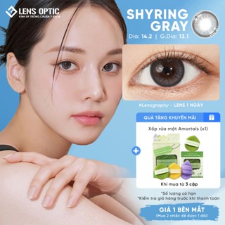  Lens cận 1 ngày Lensgraphy màu Shyring Gray Kính áp tròng cận Hàn Quốc giãn tròng 14.2 - Lens Optic 