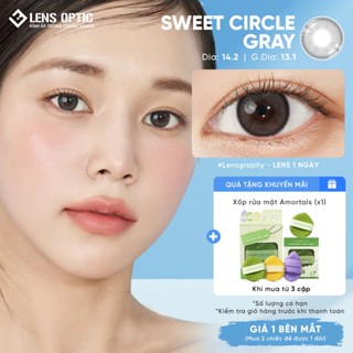  Lens 1 ngày Lensgraphy màu Sweetcircle Gray Kính áp tròng cho mắt cận dùng 1 lần giãn tròng 14.2 