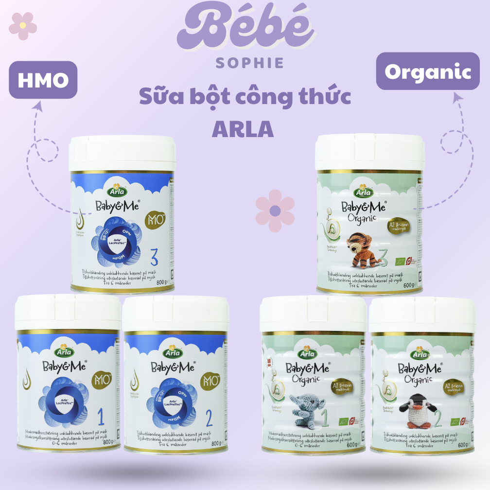 (Deal 2 hộp ) Sữa Arla Baby&Me HMO 800gr , Sữa Arla Baby&Me Organic A2 số 1, 2,3 - Bebe Sophie