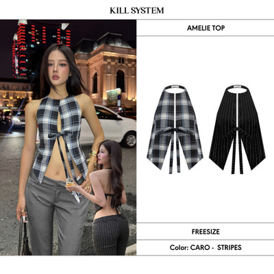 Áo yếm caro cột nơ hở lưng quyến rũ AMELIE - 𝐊𝐈𝐋𝐋 𝐒𝐘𝐒𝐓𝐄𝐌