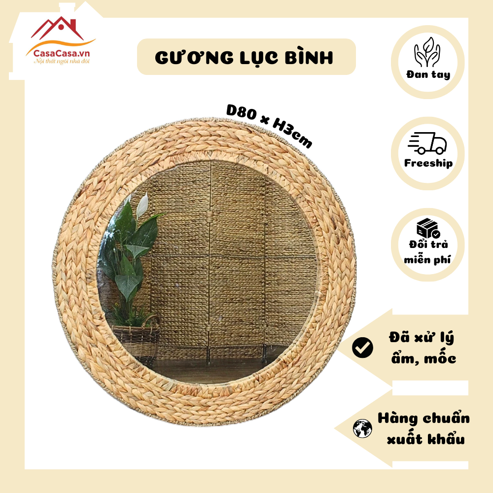 [CasaCasa] Gương Lớn Khung Lục Bình Decor Xu Hướng Vintage (Large Mirror Frame Decor Vintage Trend)