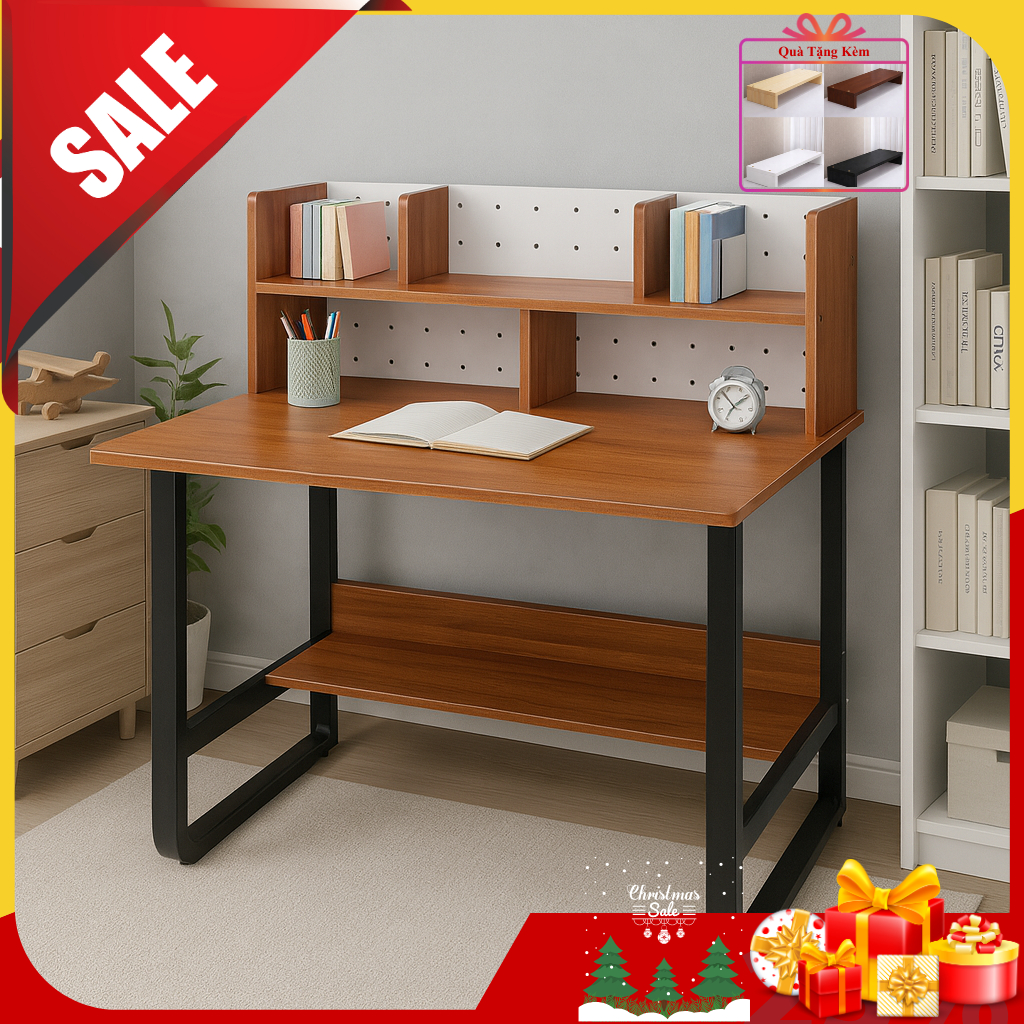 Bàn Làm Việc Có Kệ Sách Hiện Đại, Bàn BKG Mặt Gỗ MDF 17mm, Khung Sắt Sơn Tĩnh Điện, Nhiều Kích Thước | BigBuy360 - bigbuy360.vn