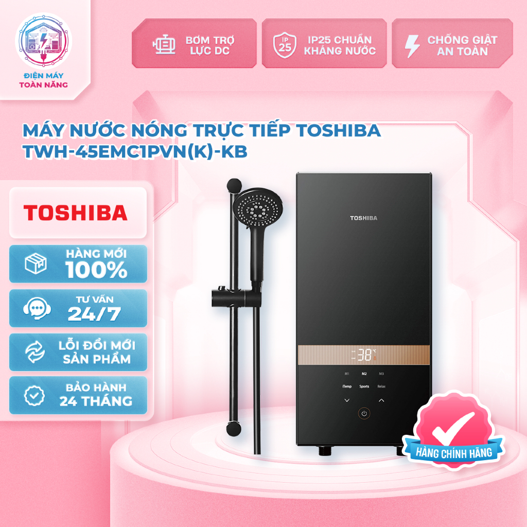 Máy nước nóng trực tiếp Toshiba TWH-45EMC1PVN(K)-KB 4500W – Làm nóng nhanh, an toàn