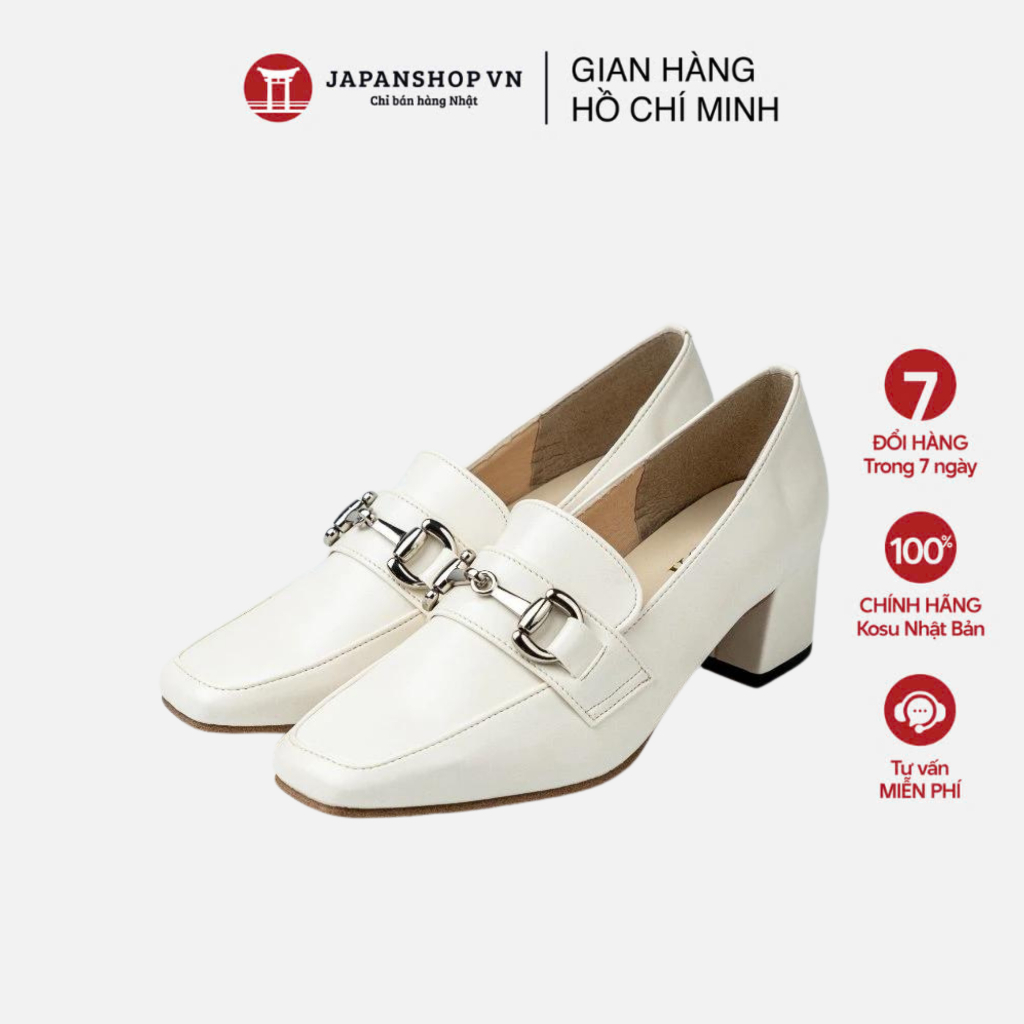 Giầy da mũi vuông 5cm KOSU 2016, Giày công sở gót vuông siêu nhẹ, êm chân chống thấm nước Nhật Bản