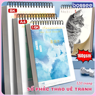  Sổ Vẽ Tranh 120 Trang Giấy Dày 160 GSM Sổ Phác Thảo A4 8K 16K Nghệ Thuật Bìa Nhiều Màu Sắc 