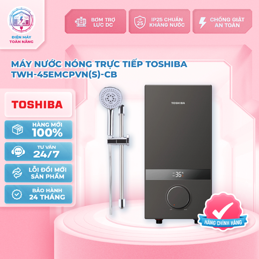 Máy nước nóng trực tiếp Toshiba TWH-45EMCPVN(S)-CB 4500W – Làm nóng nhanh, an toàn