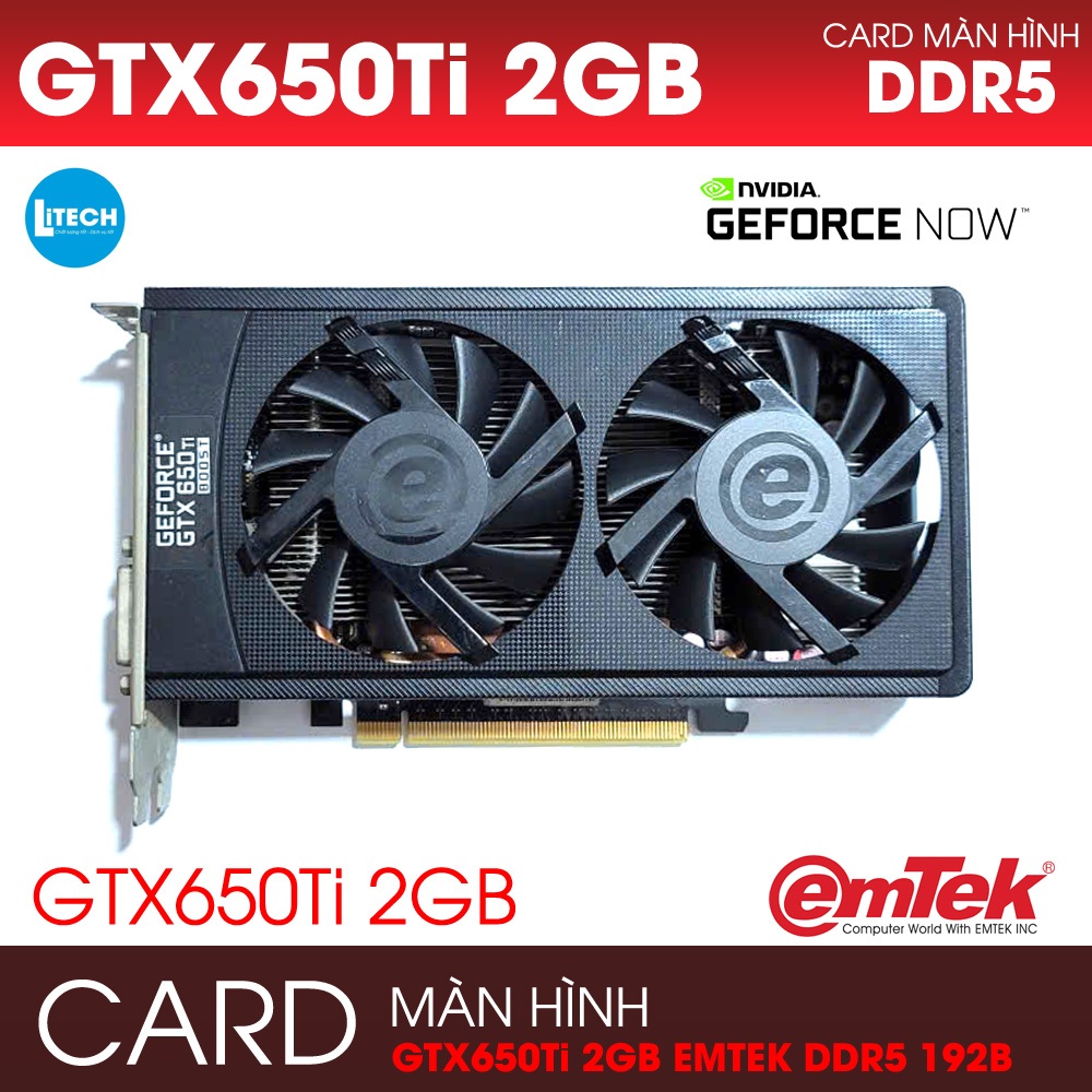 CARD màn hình Gaming Geforce GTX650Ti 2GB GDDR5 192Bit (2 Fan). BH: 6 Tháng. Hàng Hàn (Korea) Zin 10