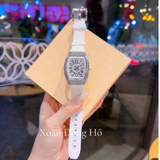 Đồng hồ thời trang nữ mặt bầu đính đá dây da chống nước 3ATM đeo tay watch women không gỉ A16