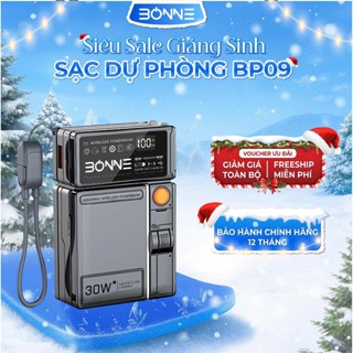  Sạc Dự Phòng Kiêm Củ Sạc 30W BP09 Chính Hãng BONNE Dung Lượng 10.000mAh Hỗ Trợ Sạc Không Dây 15W 