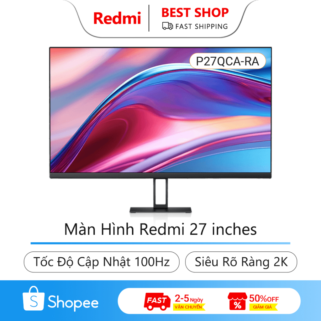 Xiaomi Redmi Monitor A27Q 27 Inch 2K, Tốc độ làm mới 100Hz, Ánh sáng xanh thấp, Gamut màu rộng DCI-P