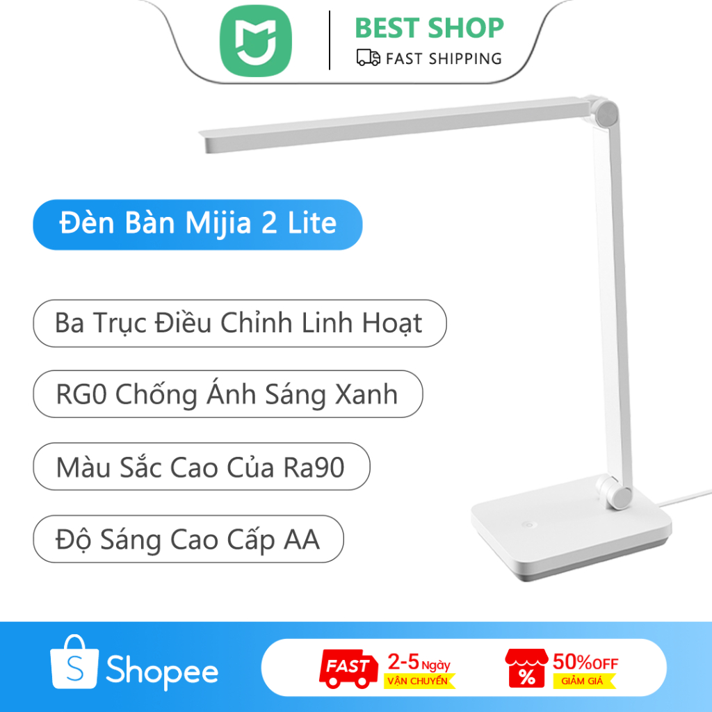Mijia Đèn bàn 2 Lite, RG0 Chống ánh sáng xanh, Kết xuất màu cao Ra90, Không có đèn Flash Video, Đèn 