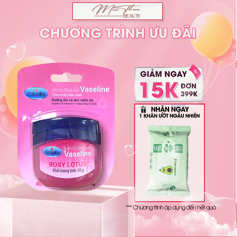 Sáp Dưỡng Môi Vaseline Fobelife Không Màu, Dưỡng Ẩm Giữ Ẩm Giảm Tình Trạng Da Khô Nứt Nẻ