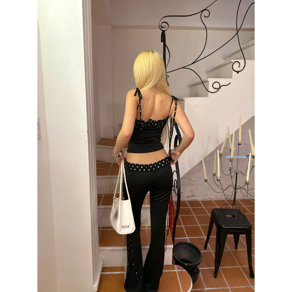 [CÓ TÁCH LẺ] Set áo 2 dây và quần ống loe chấm bi ôm body YUCI - 𝐊𝐈𝐋𝐋 𝐒𝐘𝐒𝐓𝐄𝐌 | BigBuy360 - bigbuy360.vn