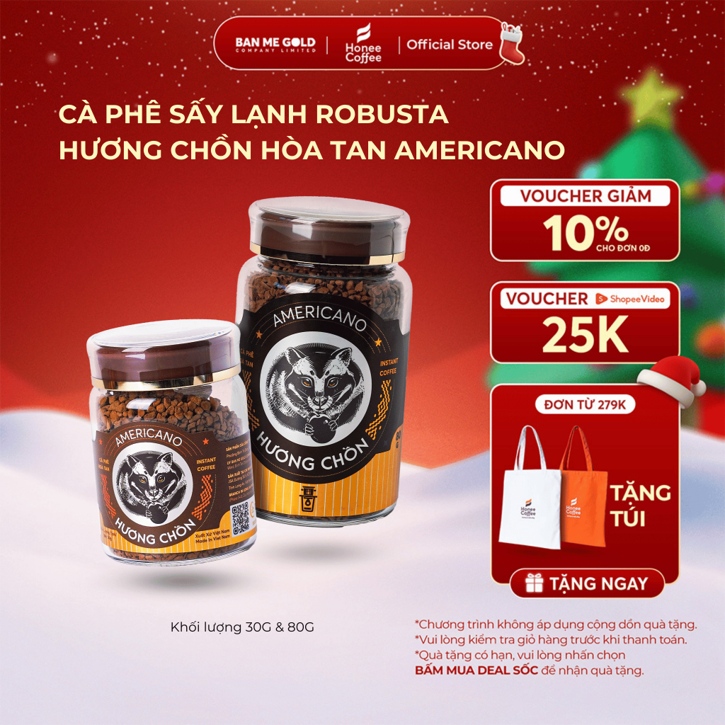 [TẶNG LY] cà phê sấy lạnh robusta – cafe sấy lạnh đậm đà (hũ 30g/80g) - cà phê hòa tan nhanh tiện lợ
