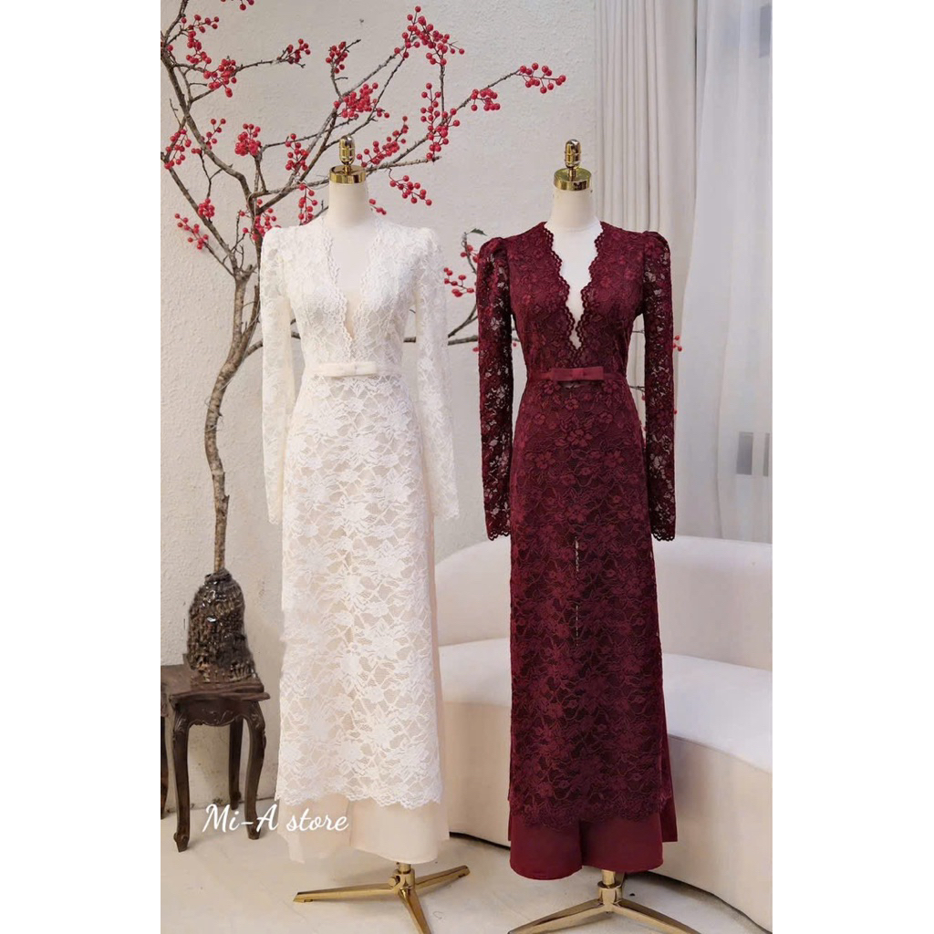 ELyNA studio áo dài nơ eo ren sang trọng quý phái