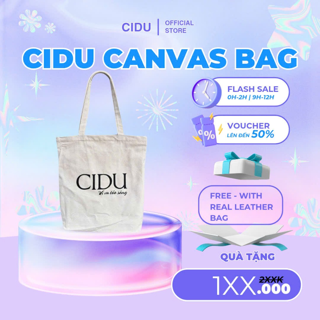 Túi canvas kèm khóa miêng túi Cidu canvas bag độc quyền tại Cidu vn