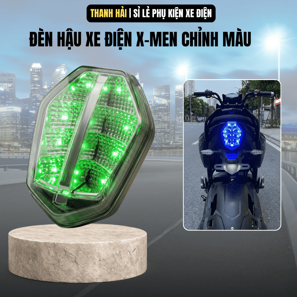 Đèn Hậu 2 mặt Xe Điện Xmen RGB Chỉnh App ĐTH - Cụm Đèn Sau Xmen Độ Led Audi Đa Sắc