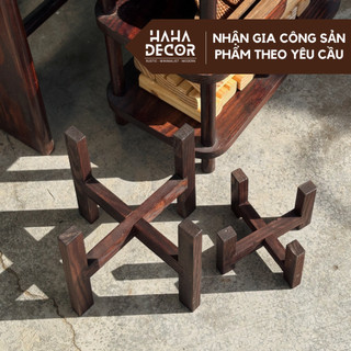  Giá Đỡ Gỗ Đặt Chậu Cây Đôn gỗ cây cảnh CCG01-2 có bắt vít ở tâm kệ 