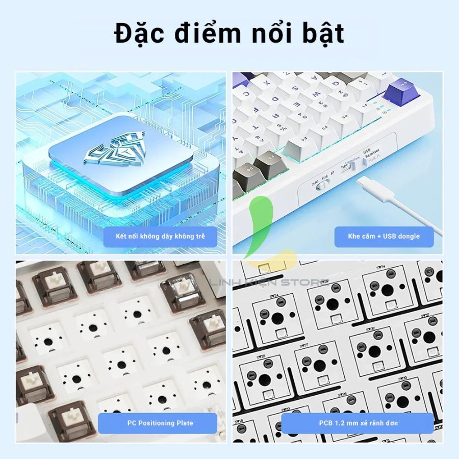 AULA F108 - Bàn Phím Cơ Không Dây Kết Nối 3 Chế Độ, Mạch Xuôi Full Key Hotswap | BigBuy360 - bigbuy360.vn