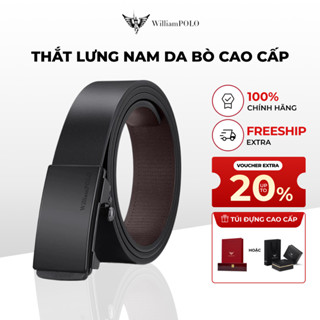 [Quà tặng cao cấp] Thắt lưng nam Williampolo mặt khóa đen chính hãng, chất liệu da bò POLO20793