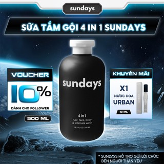   MUA 2 TẶNG 1  Sữa Tắm Gội Toàn Thân 4in1 Dành Cho Nam Sundays 500ml Tiện Lợi Hương Nước Hoa Cao Cấp Chính Hãng 