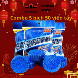  Combo 5 bịch 50 viên Tẩy Bồn Cầu Huy Tưởng Khử Mùi Ngăn Khuẩn Sạch Sáng khối lương 300g 