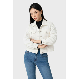  Áo Khoác Jeans Nữ GENVIET JEANS Dáng Croptop Thiết Kế Basic Hiện Đại Trẻ Trung W241.G.XK1229K08866 