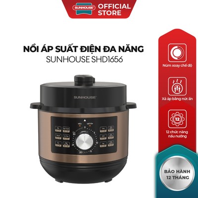 Nồi áp suất điện đa năng Sunhouse SHD1656 - Xả áp an toàn - Đa chức năng 12IN1