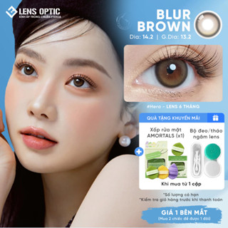  Lens Mắt Thở Nâu HERA BLUR BROWN 6 Tháng - Kính Áp Tròng Cá Tính Độ Cận 1.00 Đến 7.00 DIA 14.2 