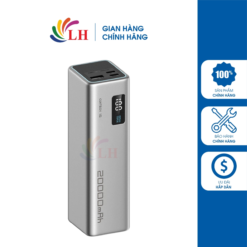 Sạc dự phòng Cuktech Power Bank 15 SE 1USB 2Type-C 100W 20000mAh PB200 - Hàng chính hãng
