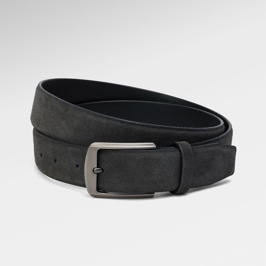 Thắt lưng nam Leonardo Nigel da bò công nghiệp mô phỏng da lộn mặt kim loại cao cấp sang trọng