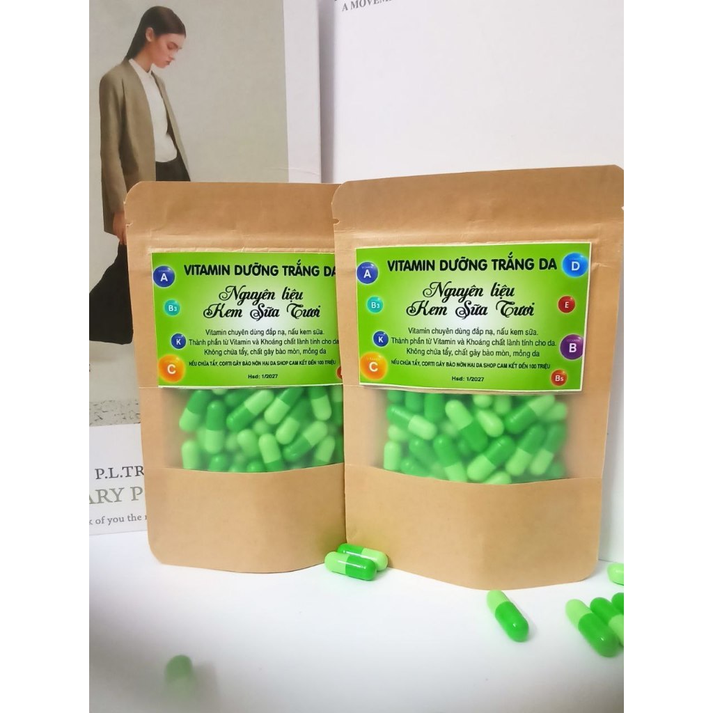 60 Viên Vitamin Dưỡng Trắng Da Nấu Kem Sữa Tươi,Vitamin Cấy Trắng Nấu Kem Sữa Tươi