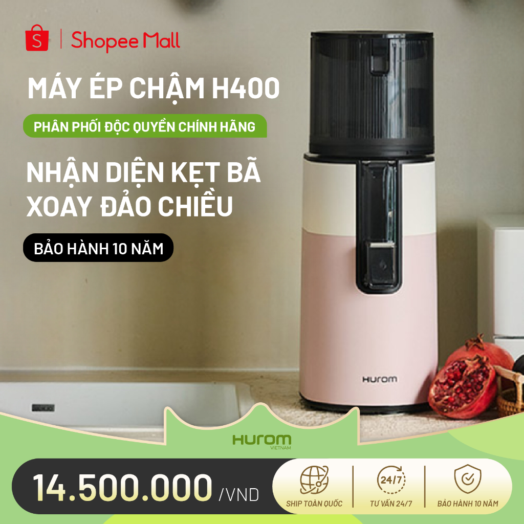 Máy ép chậm Hurom H400( Màu Trắng-Hồng) - Bảo hành chính hãng 10 năm - Phân phối độc quyền tại Việt 