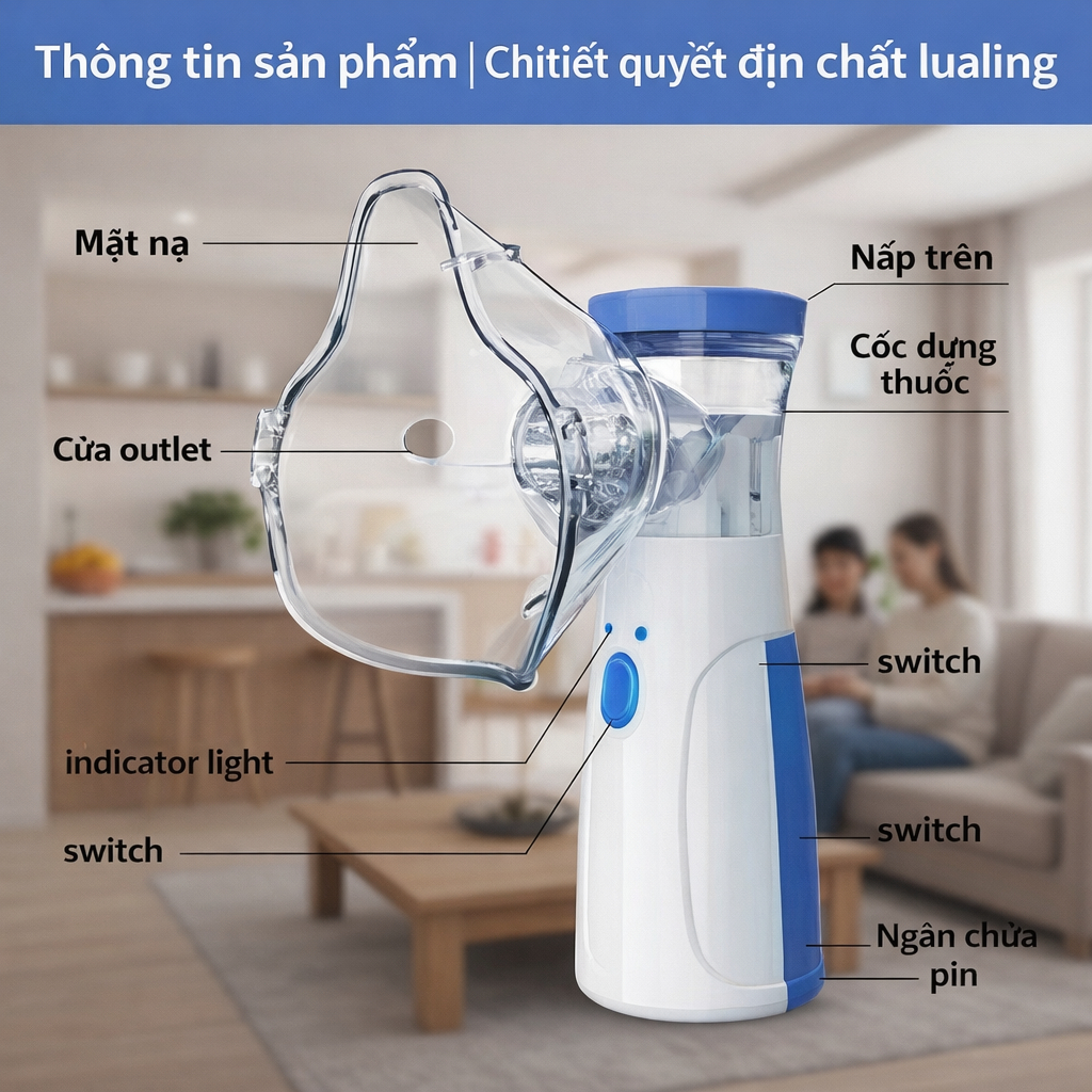 Máy khí dung xông mũi họng – Viêm phế quản, phổi, xoang – Cắm sạc/Dùng pin tiểu – Giá rẻ Shopee Việt Nam