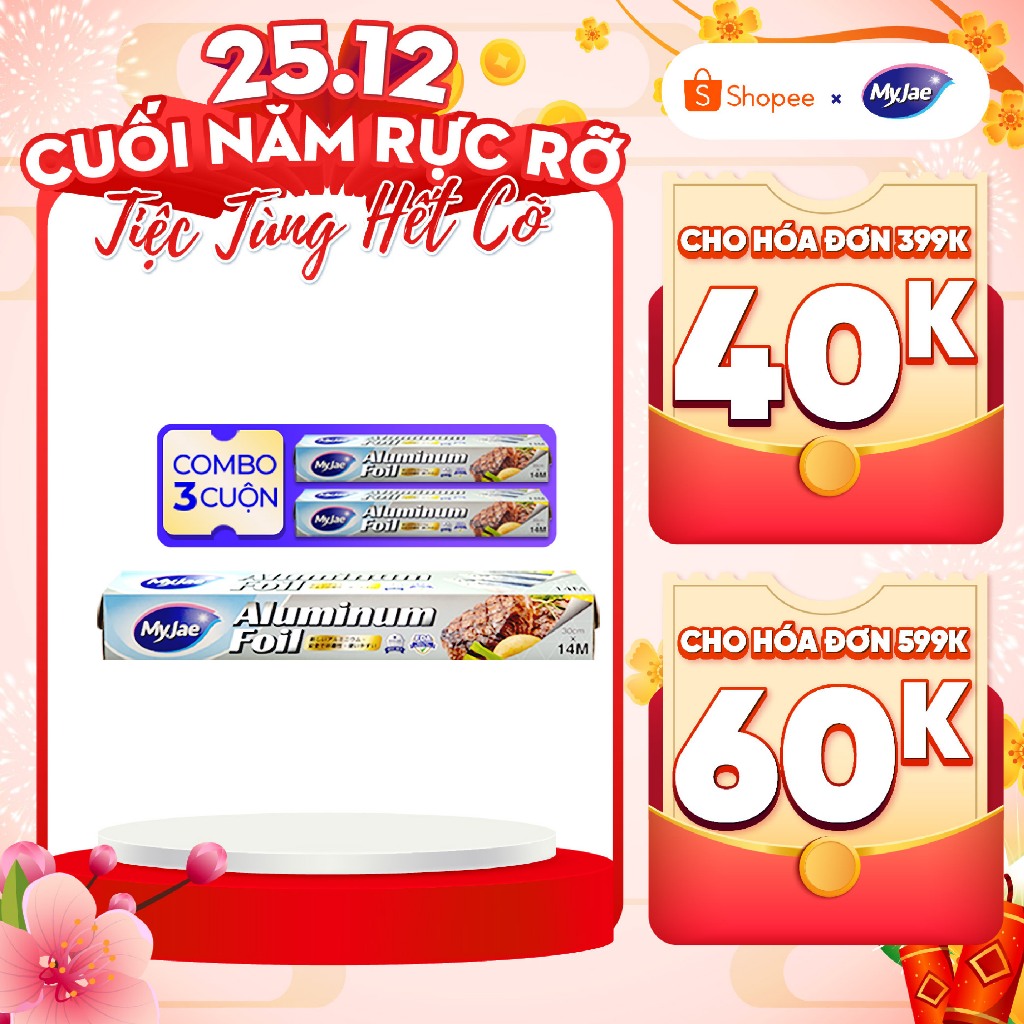 Combo 3 Hộp Giấy Bạc Màng Nhôm MyJae Để Bảo Quản Nướng Thức Ăn  30cm x 14m 