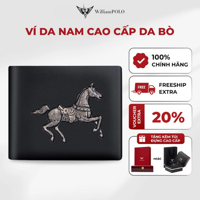 Ví da nam cao cấp họa tiết in nổi WILLIAMPOLO chính hãng sang trọng kèm hộp và túi POLO211547