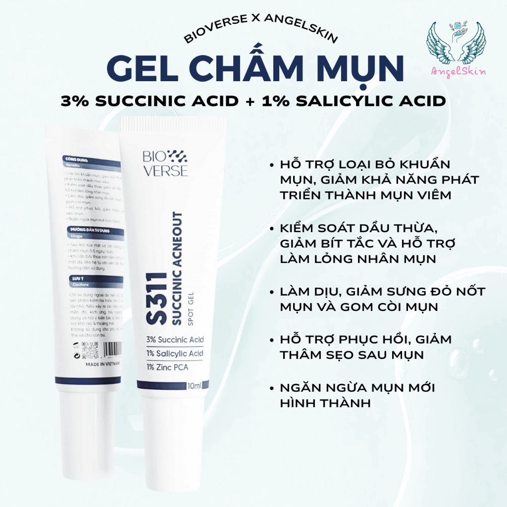 Gel Chấm Mụn Bioverse 3% Succinic acid + 1% Salicylic Acid S311 Succinic Acneout 10ml