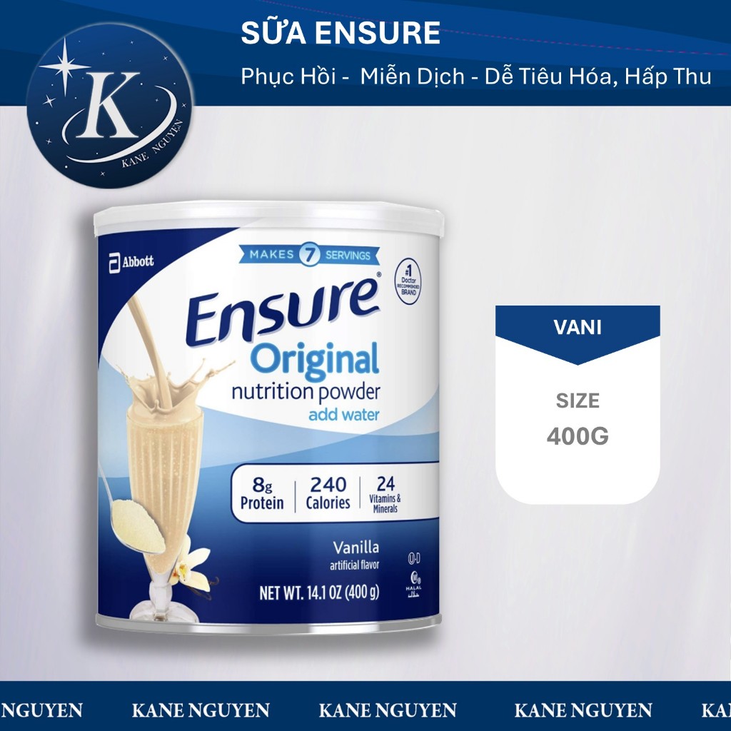 ( đi air Mỹ date 2027) Sữa bột Ensure Mỹ Original Nutrition Powder 400g