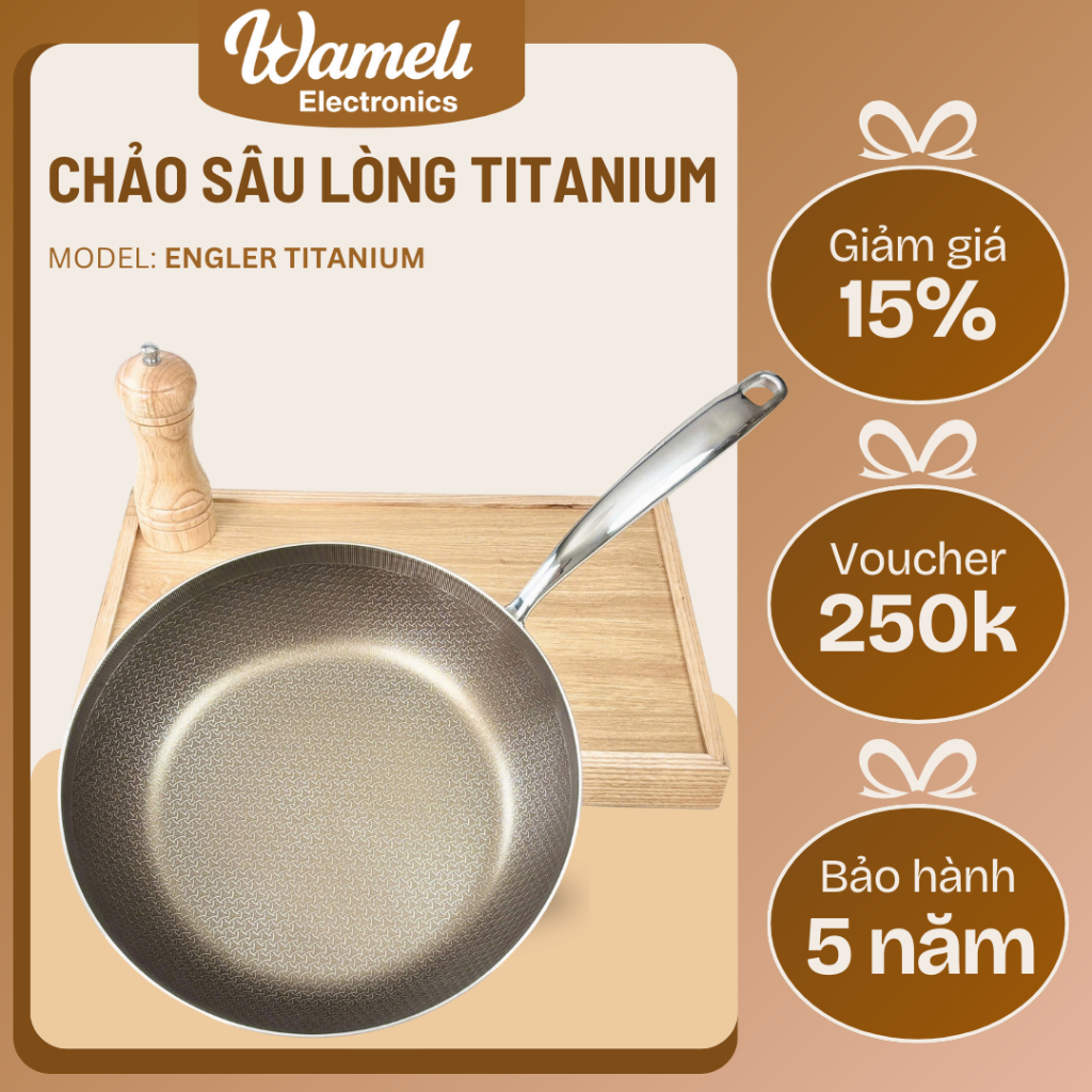 Chảo Inox 316 Titanium Engler 26cm – Chảo Không Dính, Tiết Kiệm Năng Lượng