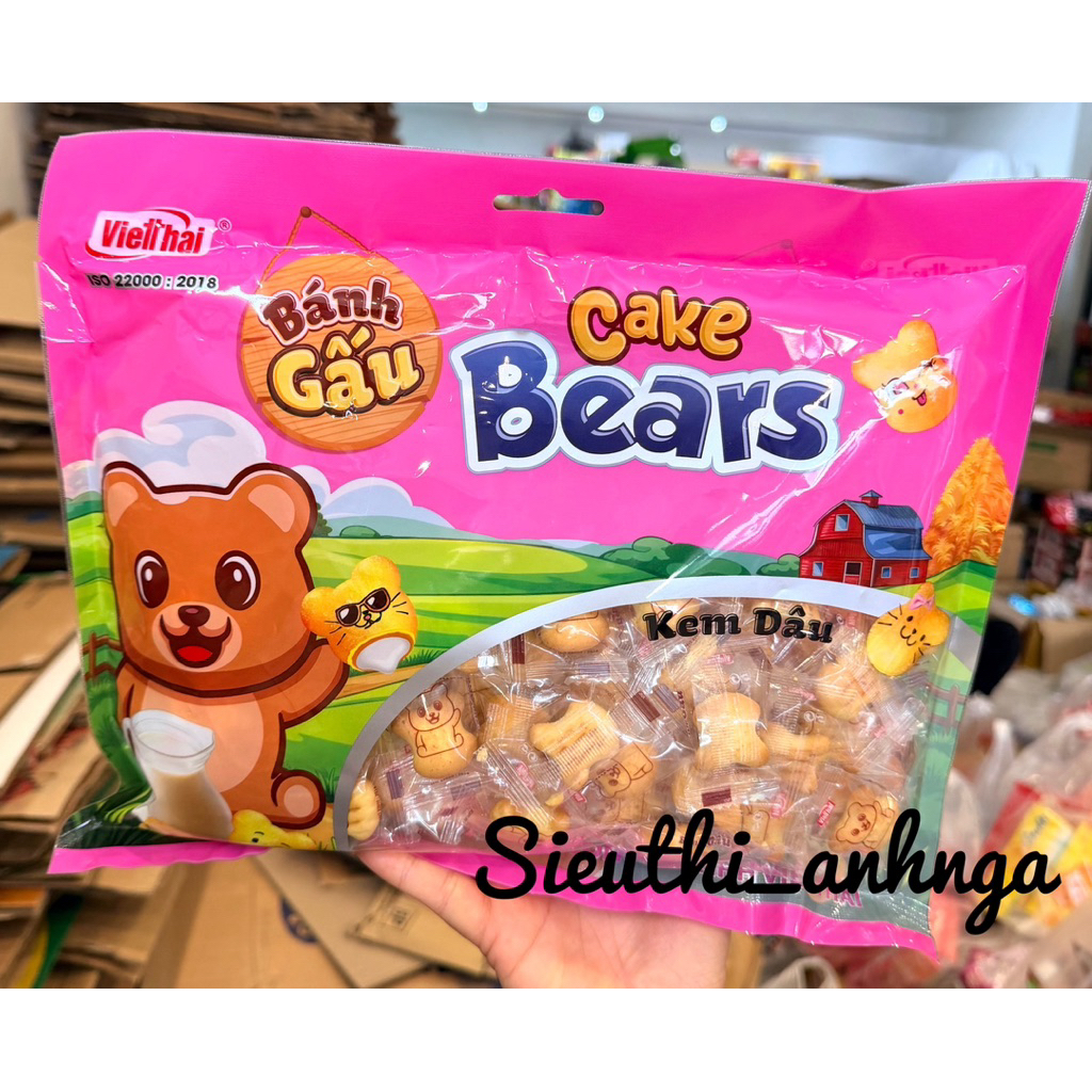 Bánh Gấu Cake Bears Việt Thái Gói 285g Nhân Kem Sữa/Nhân Socola/Nhân Kem Dâu