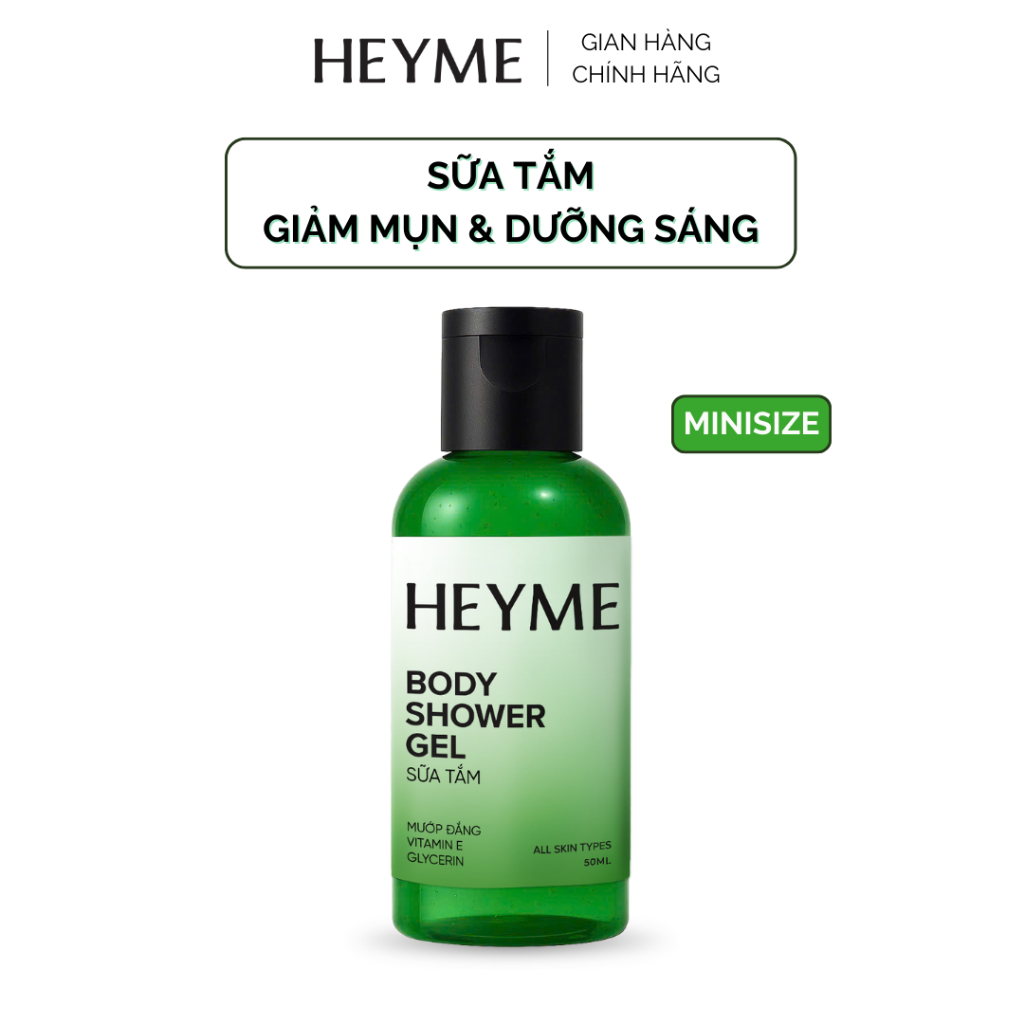 Minisize | Sữa tắm oliu Heyme hỗ trợ giảm mụn và dưỡng sáng, hương nước hoa 80ml