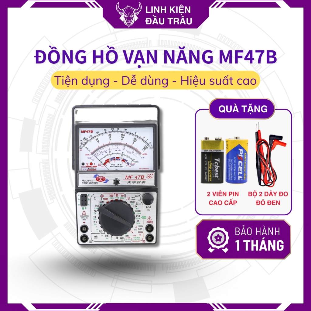 Đồng hồ vạn năng MF47B cơ kim đo điện siêu nhanh hiệu suất tốt hoạt động hiệu quả Linh kiện đầu trâu