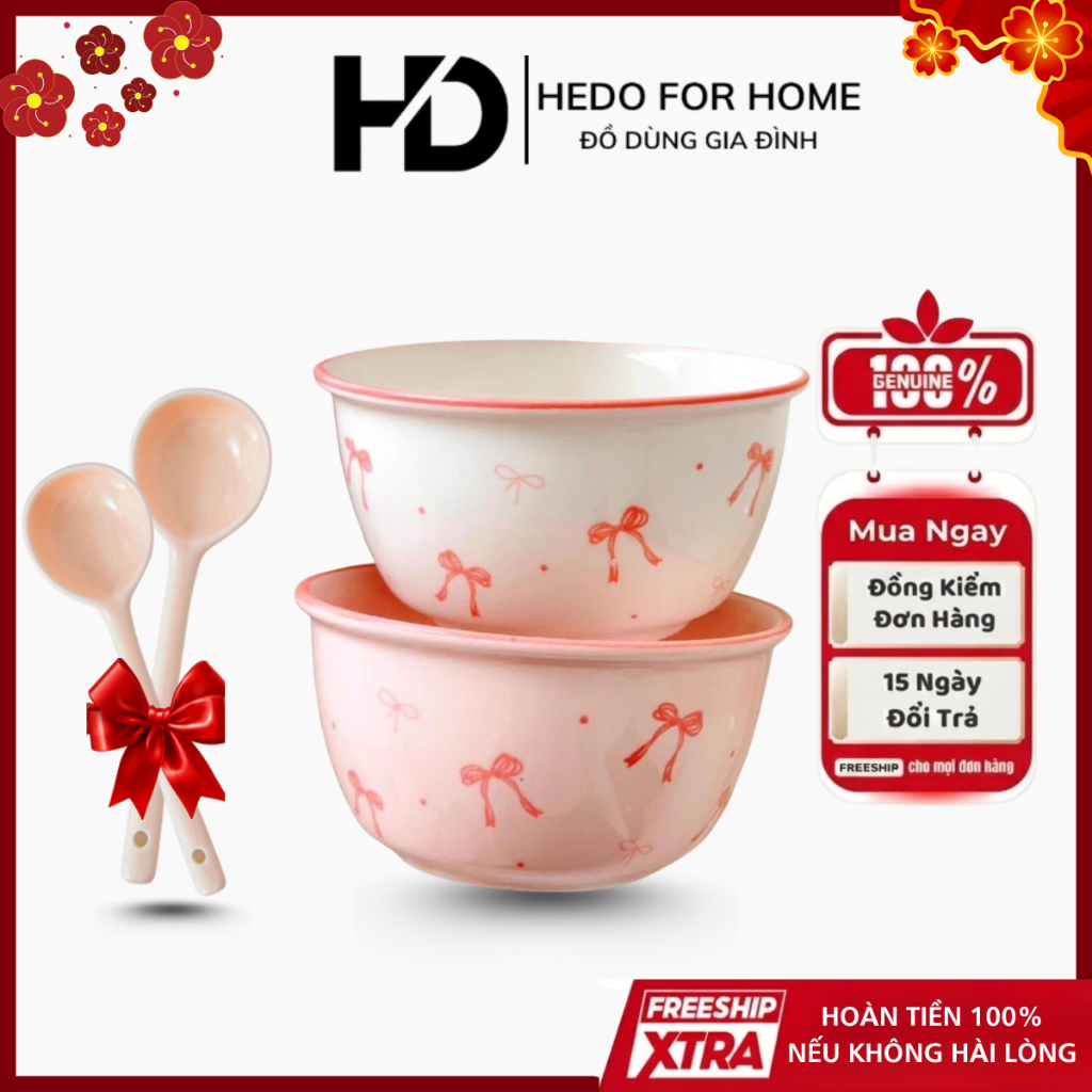 [2 BÁT 2 THÌA] Bộ 2 Bát Sứ kèm 2 THÌA Nhiều hình cute, set bát sứ dễ thương kèm thìa cho cặp đôi