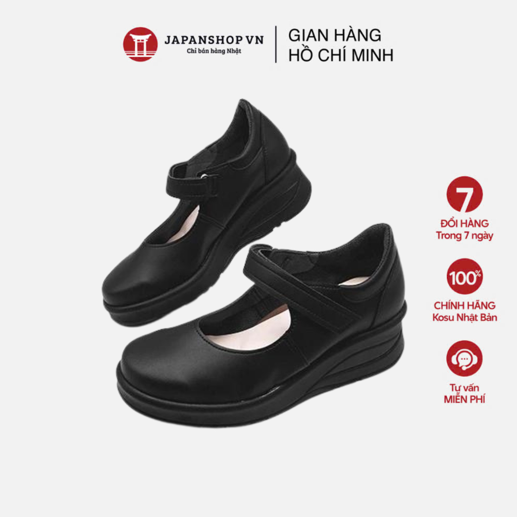 Giày da nữ đế xuồng cao cấp đế cao 5cm, giày da công sở dáng sang siêu êm siêu bền 23202 Nhật Bản